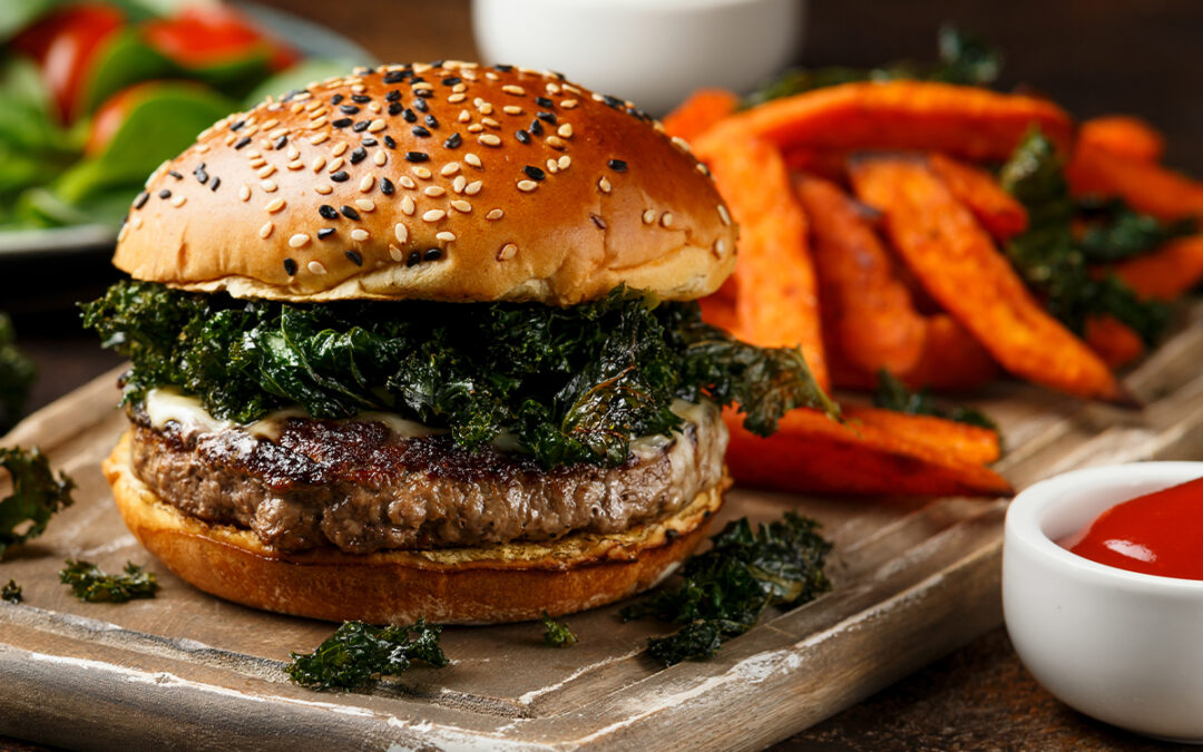 Burger and Sweet Potato Fries