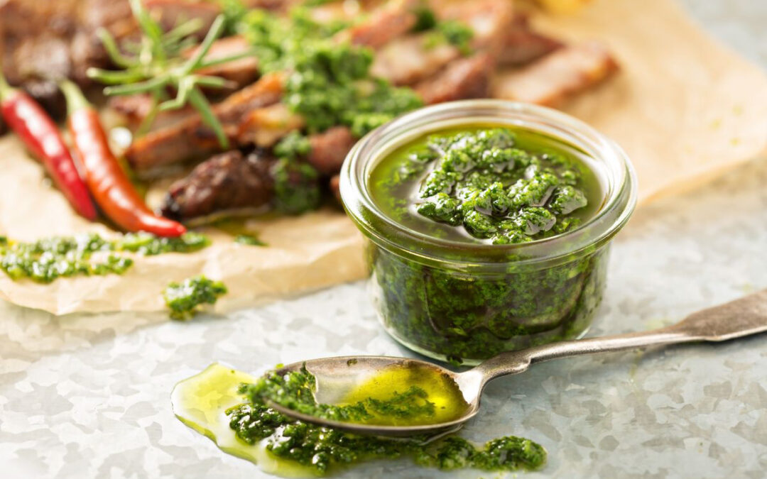 Chimichurri Sauce Over Grass-Fed Beef