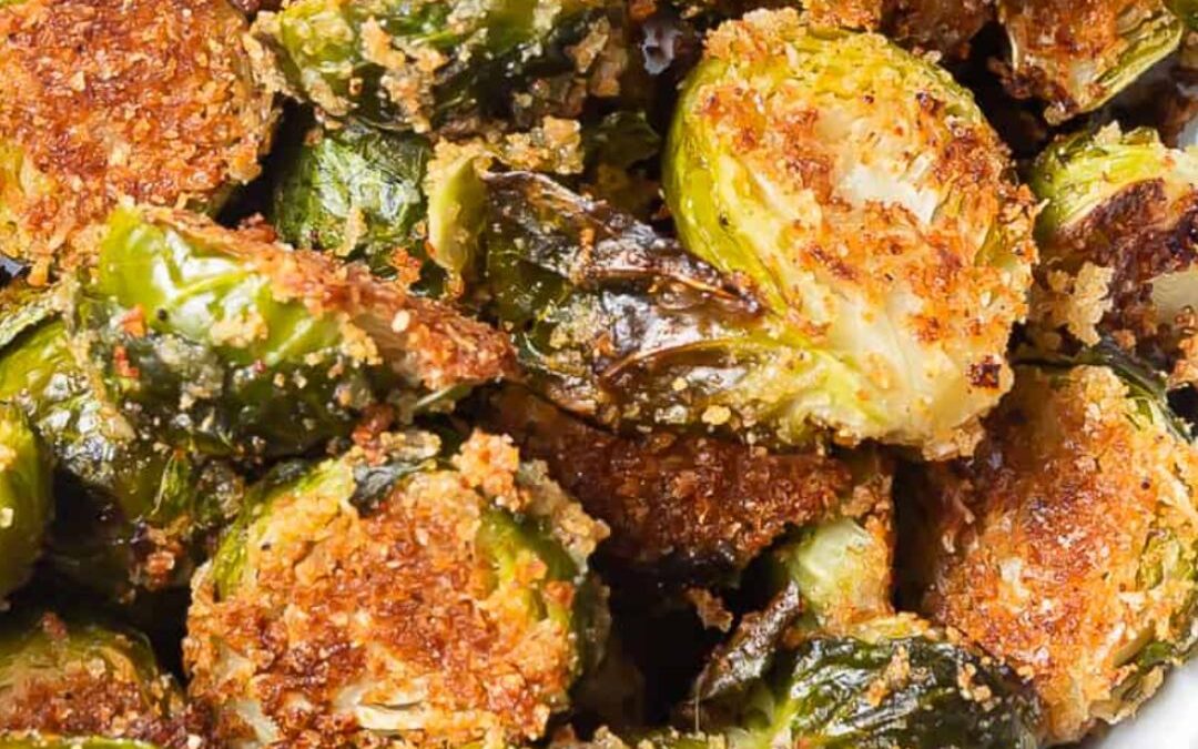 Smashed Cheesy Garlic Brussel Sprouts
